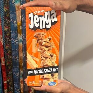 Hasbro Jenga Classic Game - Orange Box with Wooden Blocks